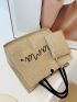 Letter Graphic Straw Bag With Coin Purse