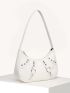 Ring & Studded Decor Baguette Bag