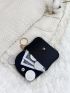 Button Decor Flap Coin Purse