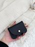 Button Decor Flap Coin Purse