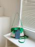 Small Bucket Bag Bow Decor Colorblock