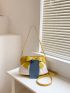 Two Tone Bow Decor Ruched Bag