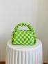 Small Bucket Bag Checkered Print Zipper Polyester