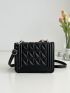 Mini Quilted Chain & Faux Pearl Decor Flap Square Bag