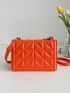 Neon Orange Quilted Chain Square Bag
