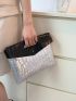 Crocodile Embossed Snap Button Square Bag