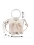 Mini Clear Bow Decor Top Ring Bucket Bag With Inner Pouch