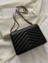 Mini Chevron Snap Button Square Bag