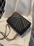 Mini Chevron Snap Button Square Bag