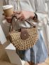 Snap Button Straw Bag