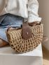 Snap Button Straw Bag