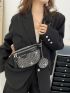 Rhinestone Decor Fanny Pack With Coin Purse