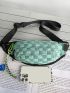 Checkered Pattern Fanny Pack With Bag Charm