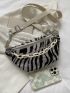 Mini Zebra Striped Pattern Chain Decor Fanny Pack