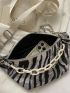 Mini Zebra Striped Pattern Chain Decor Fanny Pack