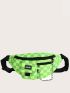 Checkered Pattern Chain Decor Fanny Pack