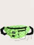 Checkered Pattern Chain Decor Fanny Pack