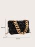 Quilted Detail Chain Ruched Bag