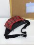 Plaid Print Pleated Detail Fanny Pack