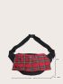 Plaid Print Pleated Detail Fanny Pack