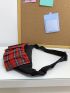 Plaid Print Pleated Detail Fanny Pack