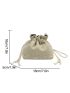 Mini Floral Embroidered Drawstring Design Straw Bag