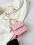 Mini Geometric & Butterfly Embossed Faux Pearl Decor Chain Flap Square Bag