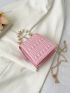 Mini Geometric & Butterfly Embossed Faux Pearl Decor Chain Flap Square Bag