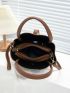 Litchi Embossed Twist Lock Bucket Bag