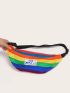 Rainbow Striped & Letter Graphic Fanny Pack