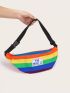 Rainbow Striped & Letter Graphic Fanny Pack