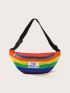 Rainbow Striped & Letter Graphic Fanny Pack