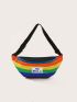 Rainbow Striped & Letter Graphic Fanny Pack