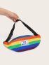 Rainbow Striped & Letter Graphic Fanny Pack