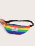 Rainbow Striped & Letter Graphic Fanny Pack