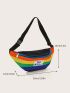 Rainbow Striped & Letter Graphic Fanny Pack