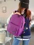 Letter Graphic Pocket Front Backpack