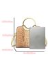 3pcs Crocodile Embossed Top Handle Bag Set With Bag Charm