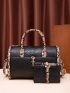 2Pcs Snakeskin Print Boston Bag Set