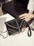 Rhinestone & Studded Decor Flap Chain Square Bag