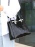 3pcs Artificial Patent Leather Crocodile Embossed Top Handle Bag Set