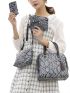 4pcs Snakeskin Print Bucket Bag Set With Bag Charm