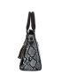 4pcs Snakeskin Print Bucket Bag Set With Bag Charm