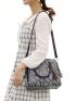 4pcs Snakeskin Print Bucket Bag Set With Bag Charm