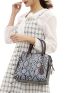 4pcs Snakeskin Print Bucket Bag Set With Bag Charm