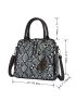 4pcs Snakeskin Print Bucket Bag Set With Bag Charm