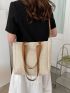 Minimalist Double Handle Straw Bag, Mothers Day Gift For Mom