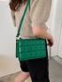 Geometric Embossed Flap Square Bag