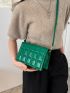 Geometric Embossed Flap Square Bag