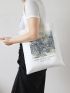 Scenery & Letter Graphic Shopper Bag